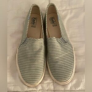Keds Blue and White Striped Slip-Ons